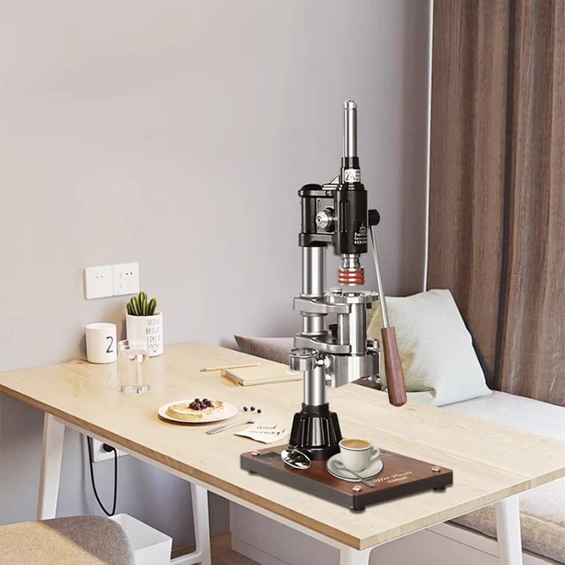 Hand Camping Coffee Maker Stainless Steel Manual Espresso Coffee Machine Portafilter 58mm Wood Base Outdoors Italian Coffee - Image 6