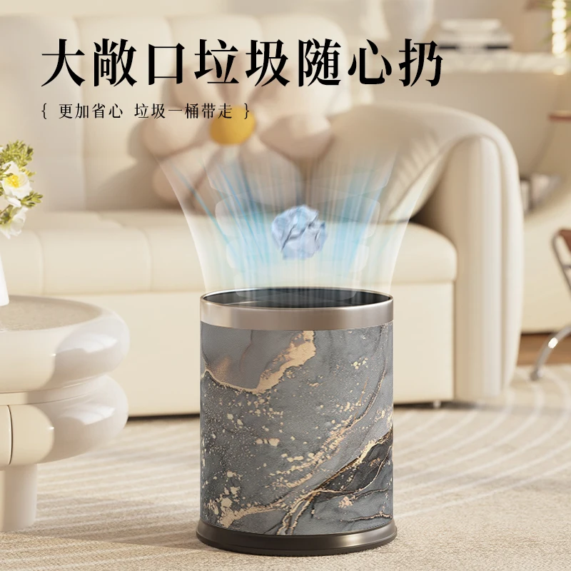 modern kitchen Food waste processing machine luxury marble pattern trash canliving room bedroom bathroom pedal trash can Trash