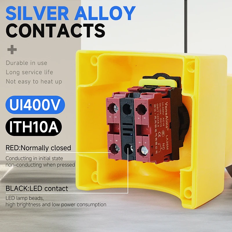 Emergency Stop Button Switch E-Stop Power Shut Off Red Mushroom Head Push Button Switches 2NC 12V 24v 220v 110v 10A with Box