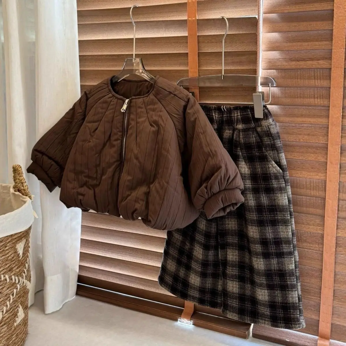 

Autumn Winter Baby Long Sleeve Girls Thick Coat Jacket+Stripes Loose Pants 2pcs Children Set Casual Clothes Outfits