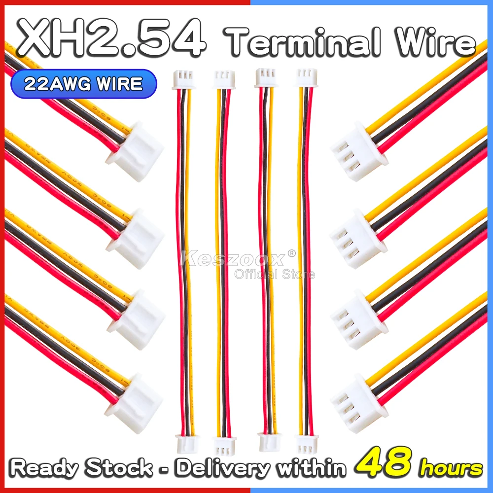 JST XH 2.54mm Pitch XHP-3 3Pin Connector Housing with 10cm to 100cm Wire Cable