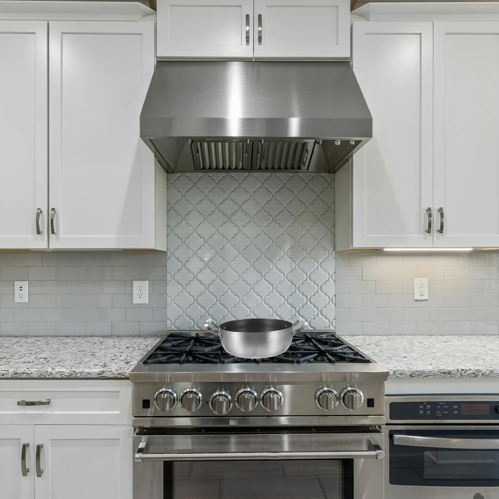 

Stainless Steel Double Ear Nonstick Frying Pan Honeycomb Coating Flat Bottom for Cooking Soup Noodles Hot Pot Kitchen Cookware