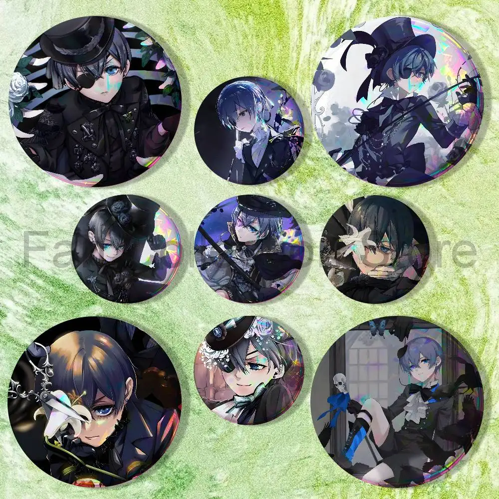 Black Ciel PhantomhiveB-Butler  Enamel Pins Funny Characters Badge Fashion Jewelry Accessories Round Snap-in Brooch on Backpack