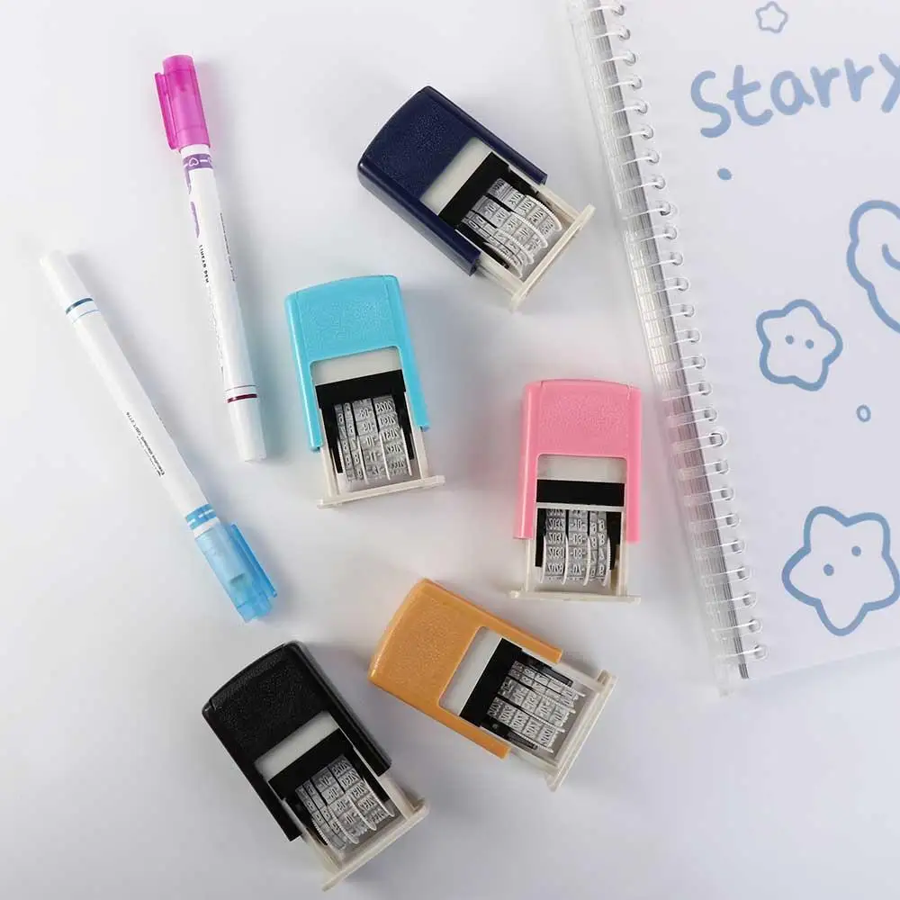 Mini Universal 4mm DIY Stamp Self-Inking Back to Ink Automatic Ink Return Date Wheel Stamp Date Stamps Handle Account Stamp