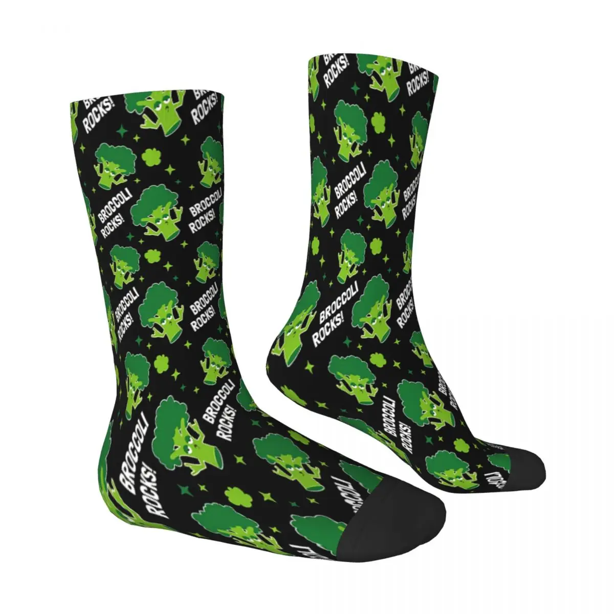 Funny Vegan Broccoli Rocks Vegetable Socks Male Mens Women Winter Stockings Harajuku