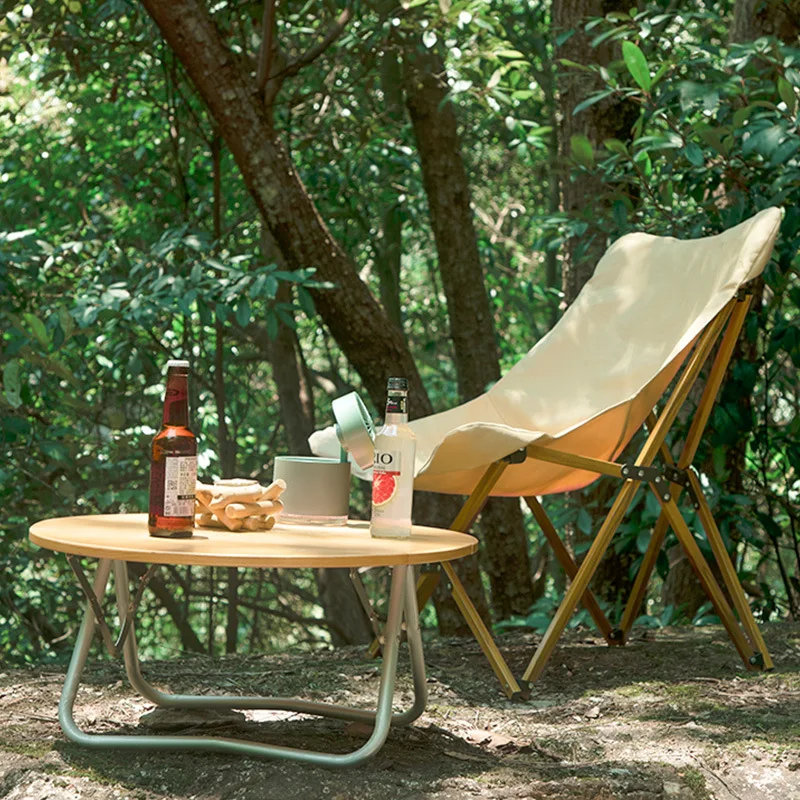 New Outdoor Portable Foldable Table Car Bamboo Table Half Fold Small Round Table