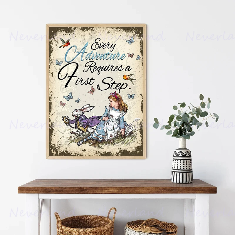 Classic Fairy Tales Alice In Wonderland Retro Posters Cheshire Cat Canvas Painting and Prints Wall Art Picture for Kidroom Decor