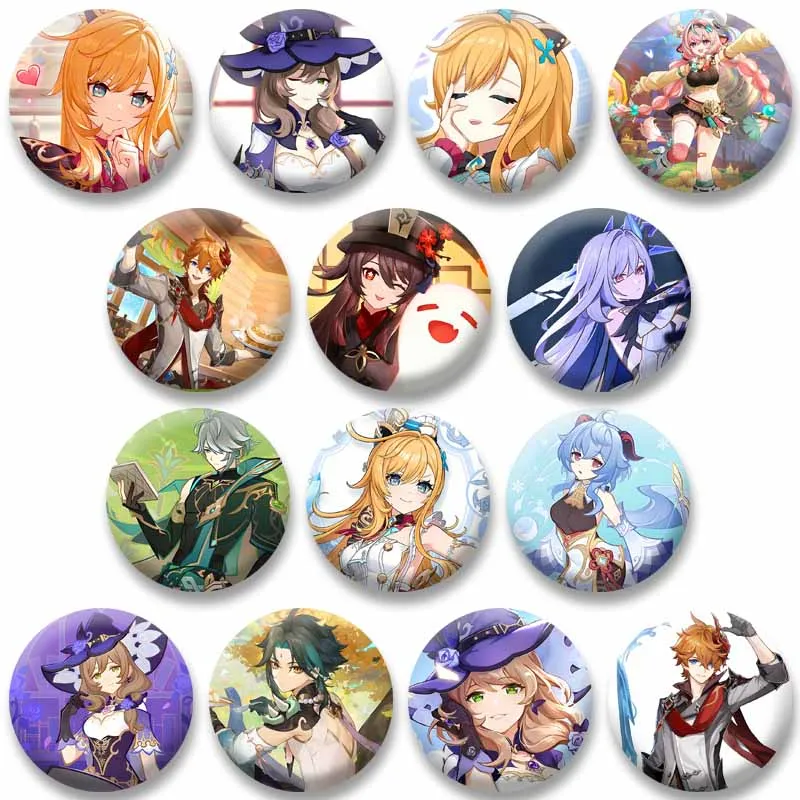

Cute Cartoon Cosplay Badges Game Figue Skirk Escoffier Xiao Hu Tao Brooch Y2K Aesthetic Lapel Pins Toys Gifts for Friend Kids