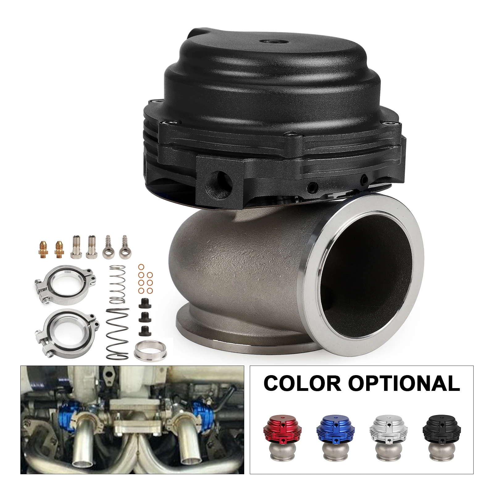 

New CNSPEED Car Universal 44mm External Wastegate V-Band Flanged Turbo Waste Gate For Supercharge Turbo Manifold Red Blue Black
