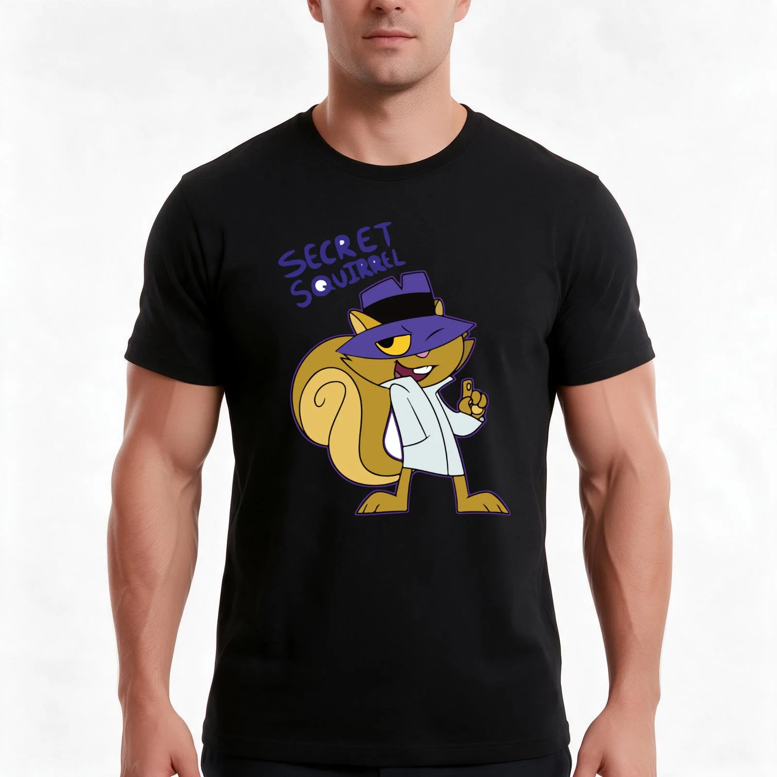 secret squirrel T-Shirt Summer Casual Cotton Tee Oversized Streetwear Tops Vintage Graphic Print Loose Fit Short Sleeve