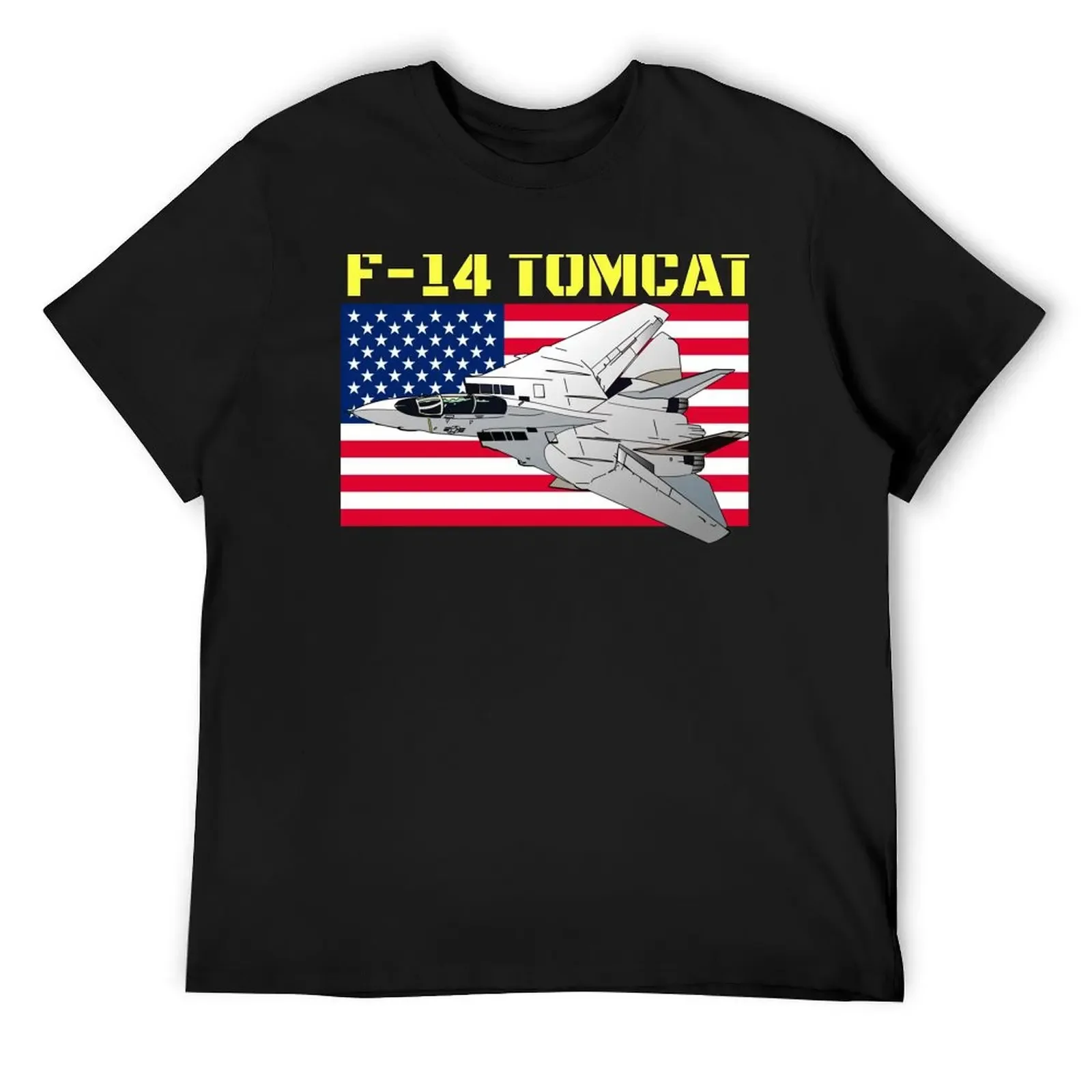 U.S Naval F-14 Tomcat and the American flag. Fun pilot and aircraft T-Shirt sublime plus size clothes blanks shirts men