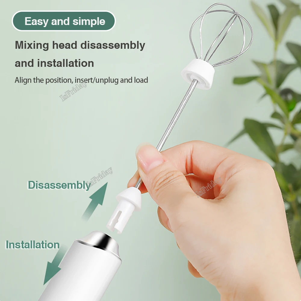 Electric Milk Frother Portable USB Egg Beater Hand Held Coffee Whisk Foam Mixer Rechargeable Kitchen Household Milk Foamer