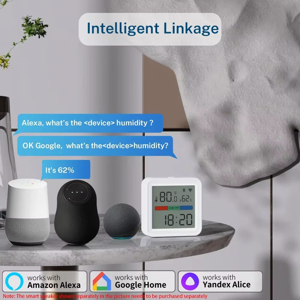 Tuya أتمتة المنزل واي فاي مستشعر درجة الحرارة والرطوبة الذكية الخلفية الرطوبة ميزان الحرارة دعم أليكسا جوجل مساعد #4