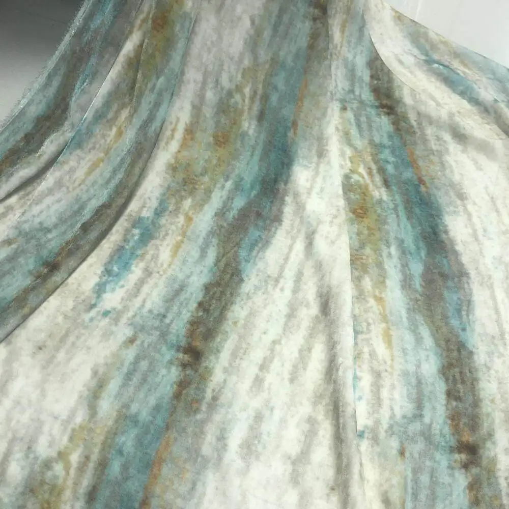 Vintage Teal Silk Velvet Designer Fabric Silk Textile for Spring and Autumn Dressmaking, Material for Creative Sewing