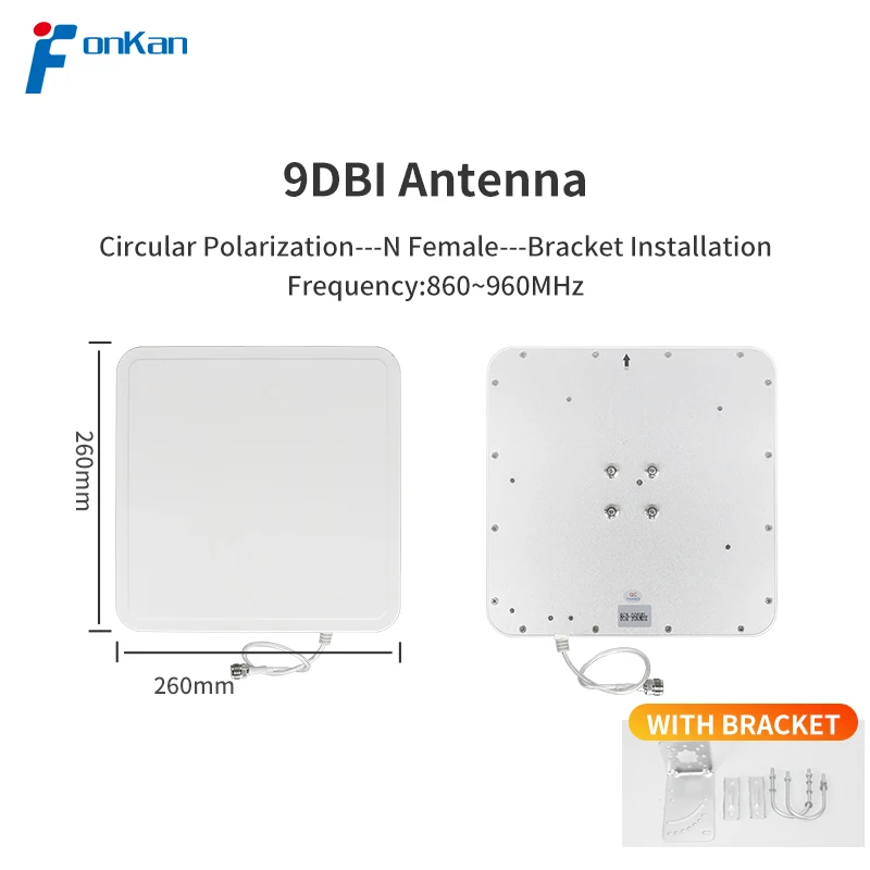 860-960Mhz guadagno 9dBi polarizzazione circolare passiva IP67 impermeabile ABS esterno esterno UHF Antenna RFID per lettore