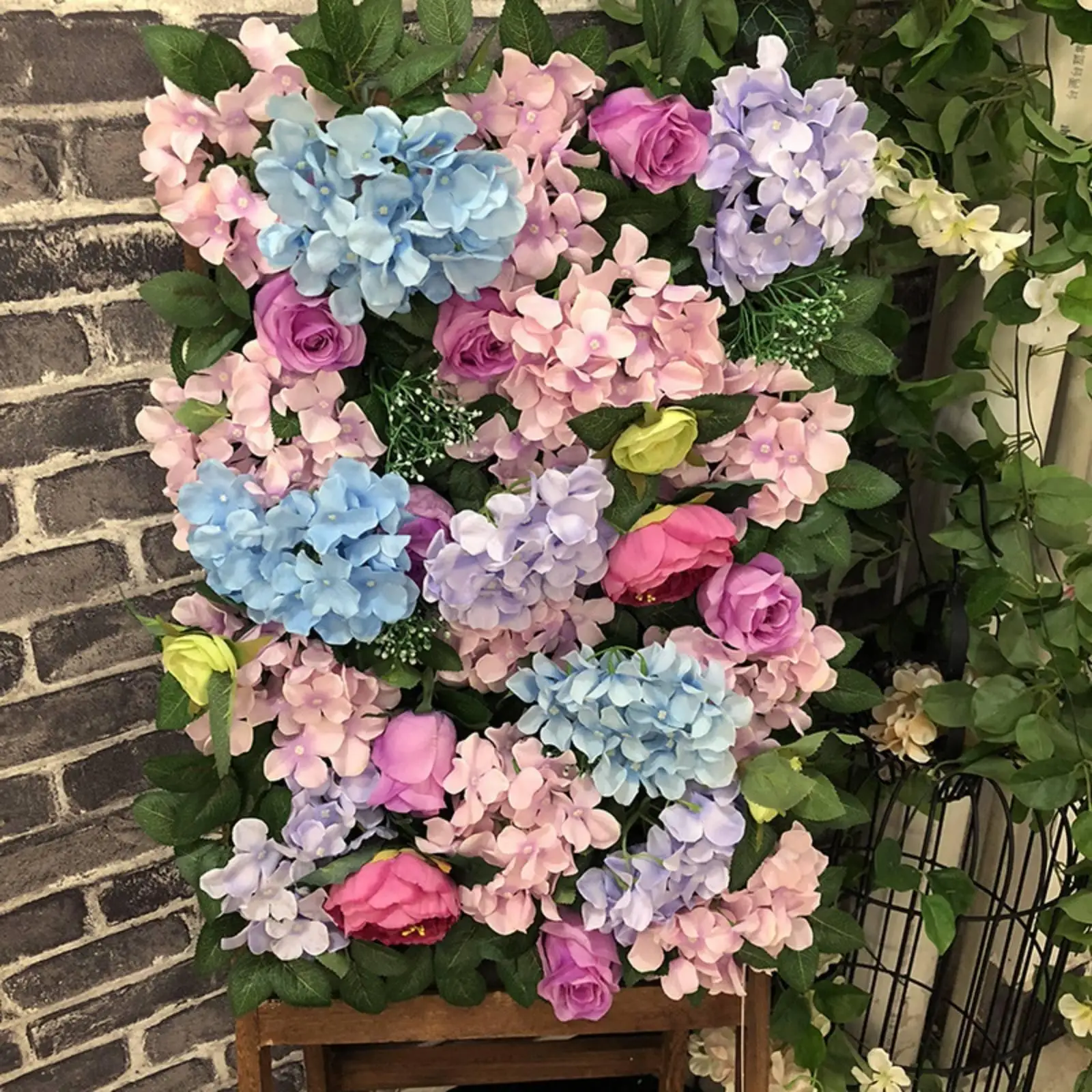 Artificial Blossom Wall Easy to Install Floral Backdrop Panel Reusable for Party
