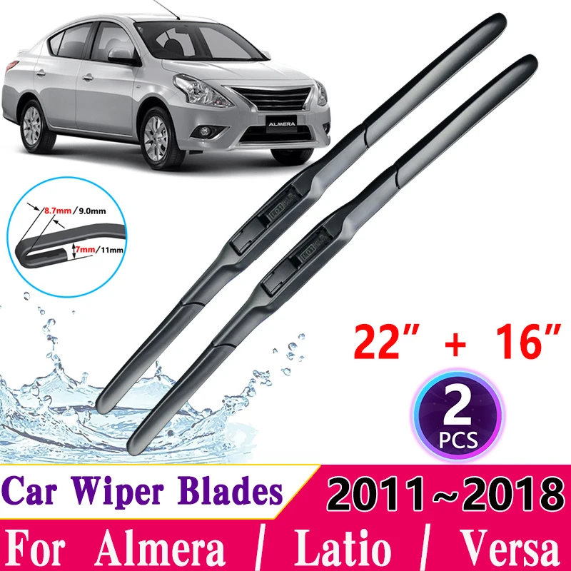 Car Windscreen Wipers for Nissan Almera Latio Sunny Versa Scala N17 2011~2018 Car Front Windscreen Windshield Wipers Accessories