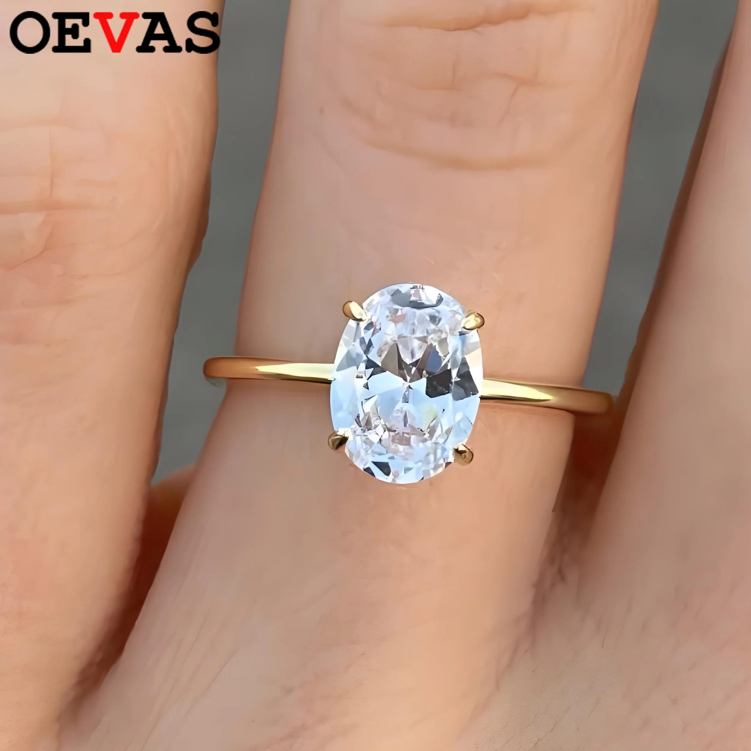 

Кольцо OEVAS D цвета овальной формы 2,5 карата 7x10 мм с муассанитом S925, посеребренное, 18 К, для женщин, классическое обручальное кольцо, ювелирные изделия