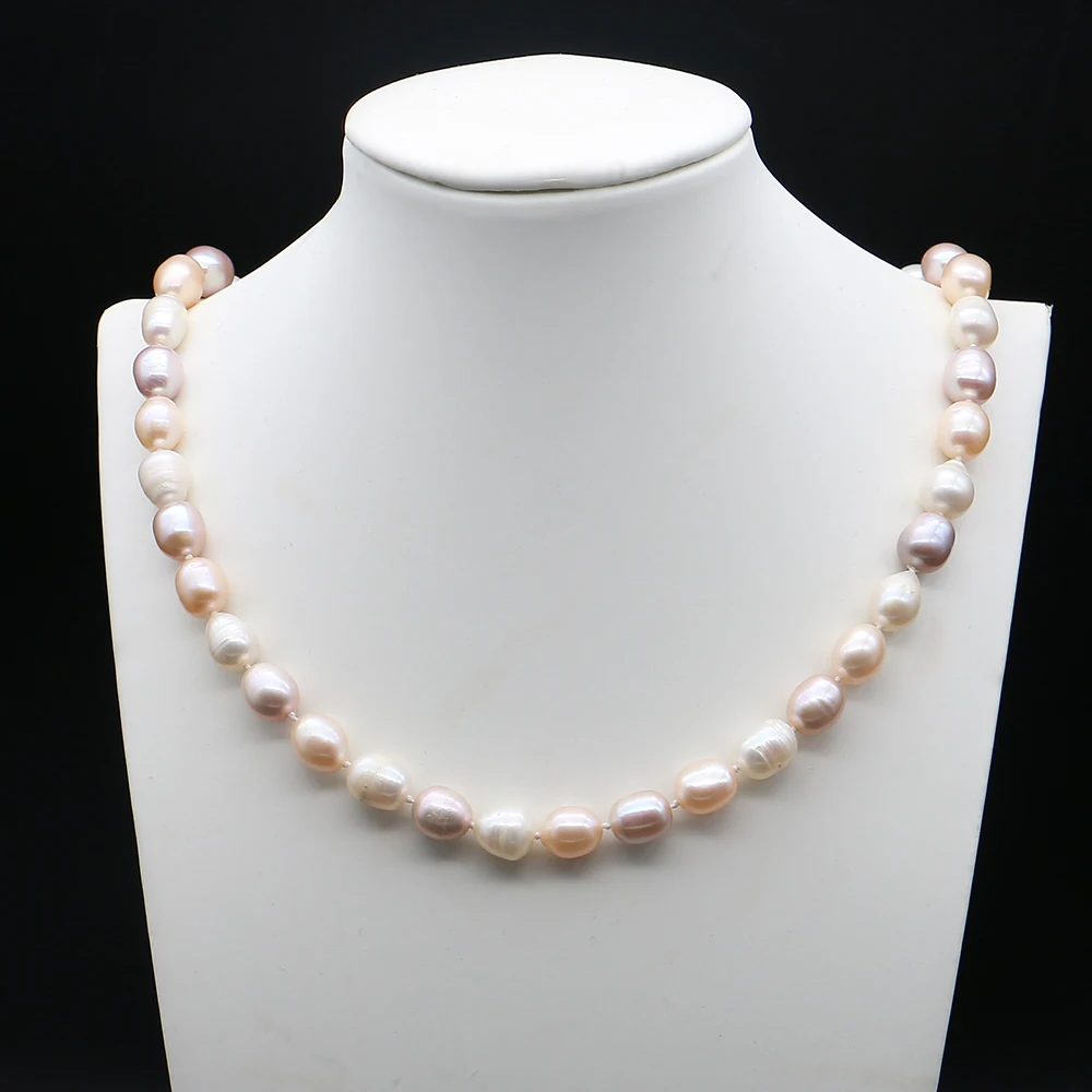 

New Baroque Style Rice Shape Natural Freshwater Pearl Necklace for Women Fashion Jewelry Necklace Gift Pearls Beads Wedding