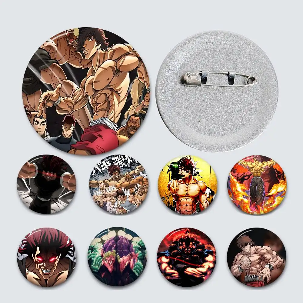 Pin de Botón Suave de Manga Baki Hanma Yujiro, Insignia Redonda de Metal, Pin de Solapa, Regalo para Amigos, Niños, Joyería