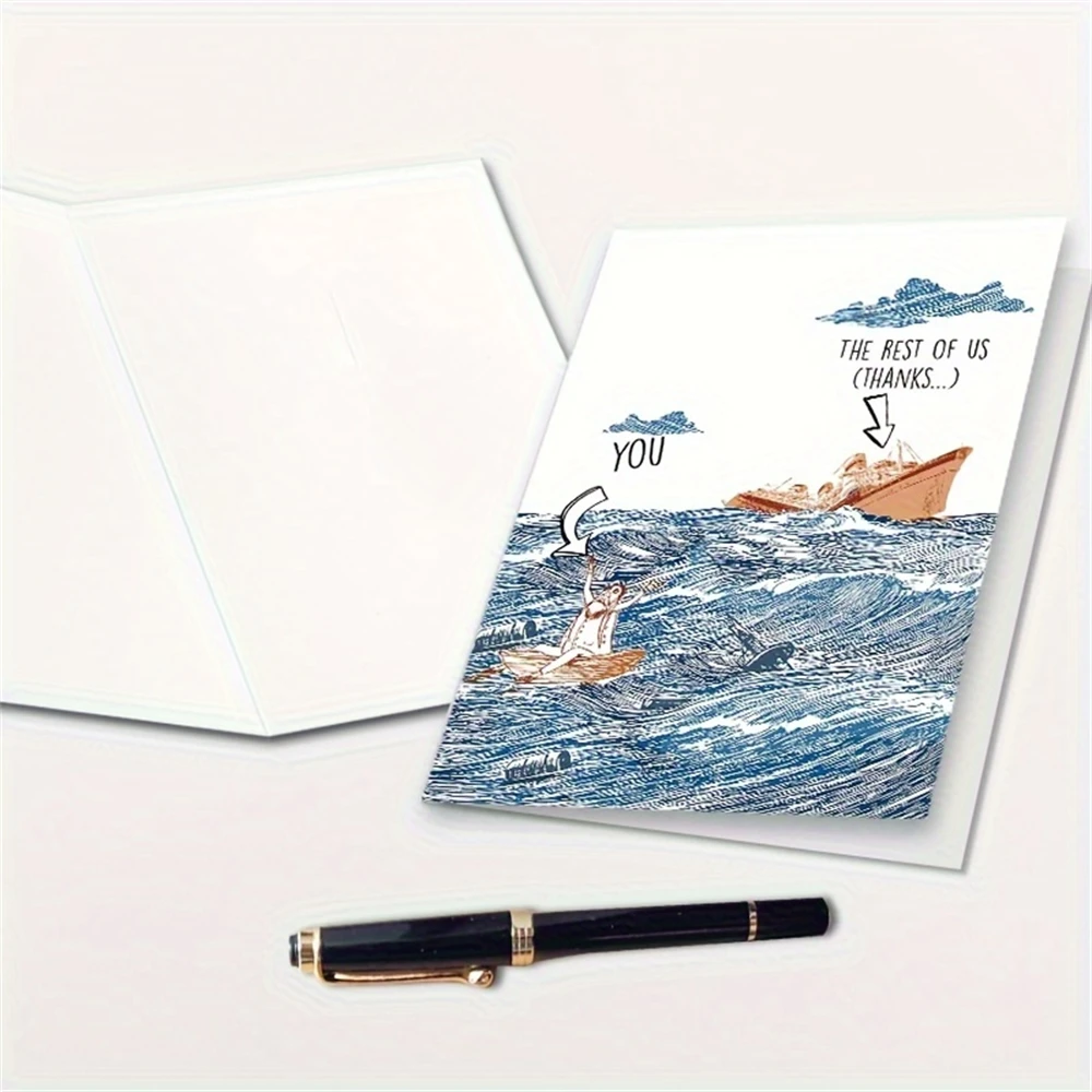 1pc,Sinking Ship Leaving Card, Funny New Job Card for Work Colleague, Coworker Leaving Card, Going Away Card for Him Her, Goodby