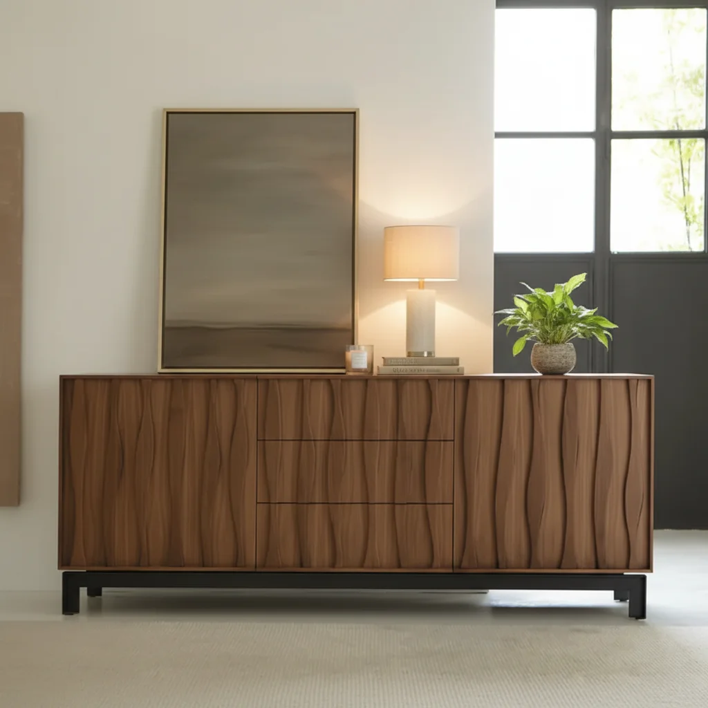 xx-Dark Brown 2 Door 3 Drawer  Wooden Sideboard for Living Room Furniture^