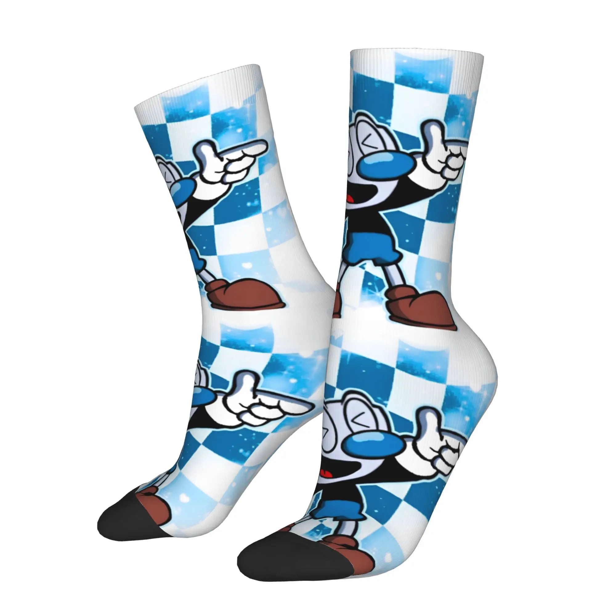 Custom Cuphead And Mugman Mens Crew Socks Unisex Kawaii Anime Game Spring Summer Autumn Winter Dress Socks view 2