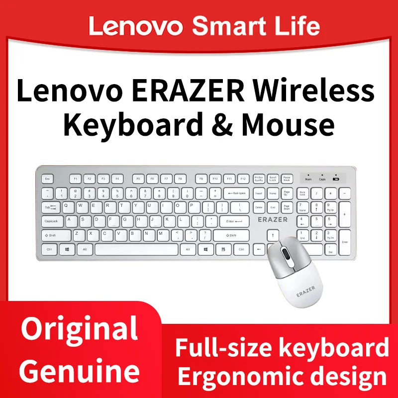 

Lenovo ERAZER Wireless Keyboard and Mouse Kit KN302 Ergonomics 104 All-key Design Optical Tracking