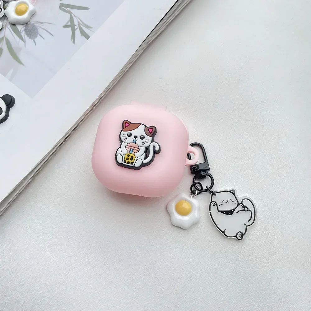 Чехол с милой пандой для samsung galaxy Live/Buds2/FE/2Pro, силиконовый чехол для наушников с героями мультфильмов для Galaxy Buds2 pro, чехол с брелоком