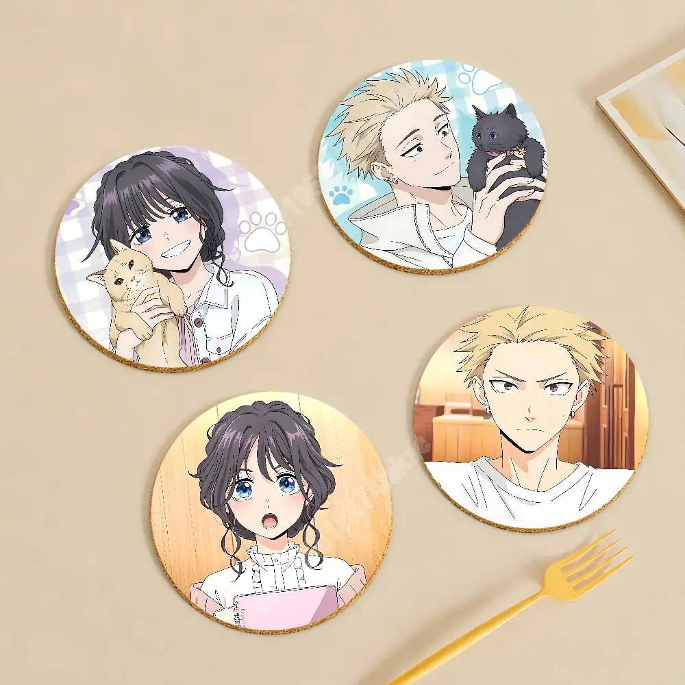 Waguri Kaoruko & Tsumugi Rintaro Wooden Cup Mat Americano Beer Milk Water Coaster for Baking Studio