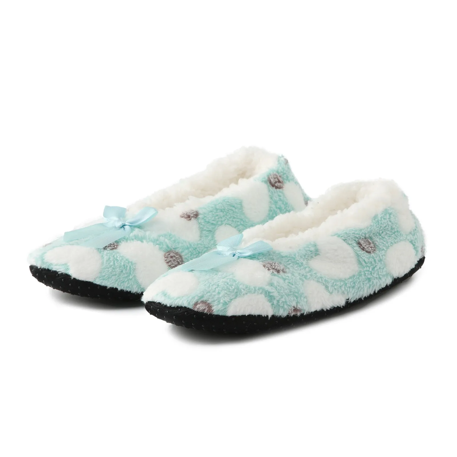 Fuzzy Female Slippers Women Winter Fur Cotton Warm Plush Non Slip Cover Heel Flats Print Indoor Soft Fluffy Lazy House Shoes