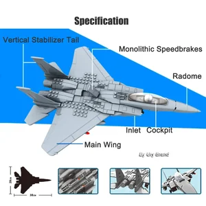 WW2 Tentara Militer Avion Plane Jet Warcraft J-15 Eagle Fighter Morden Pesawat Perang Set Model Pesawat Blok Bangunan Mainan untuk Anak Laki-laki 12 penjualan terbaik lego world of warcraft - №