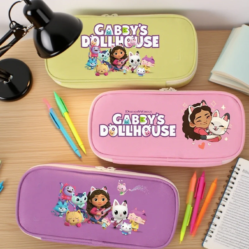 

Gabby Dollhouses Pencil Case Girls Boys pen bags cute Large Capacity Zipper Pencil Pouch Student Stationery Supplies Storage Bag