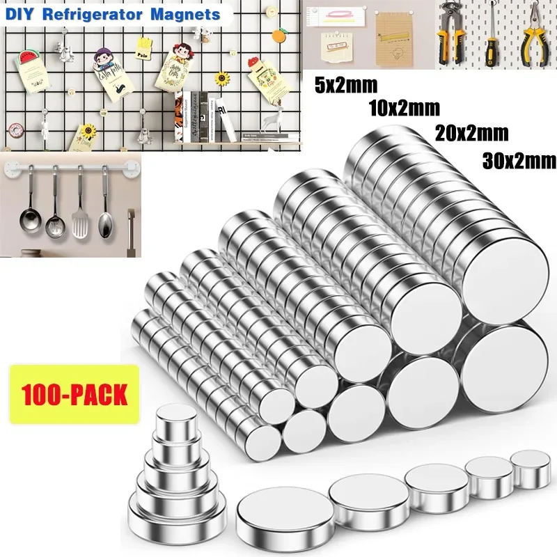 100 Pack Round Small Magnets Fridge Magnets Disc Neodymium Magnets for Crafts Whiteboard Refrigerator Home Kitchen Office School