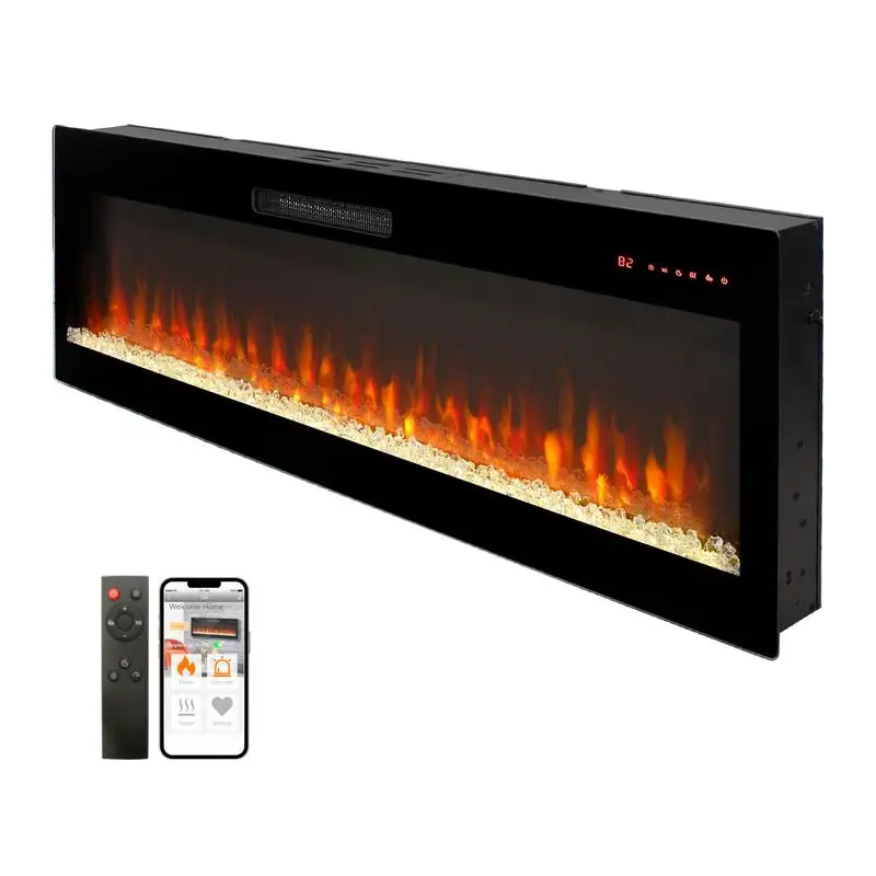 

WiFi Electric Fireplace Heater, Recessed or Wall-Mountable, 50 Inches
