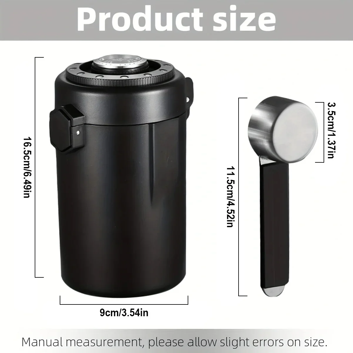 Camping Airtight Coffee Canister with Humidity Monitor and CO2 Exhaust Valve, Travel Vacuum Coffee Storage Container view 2