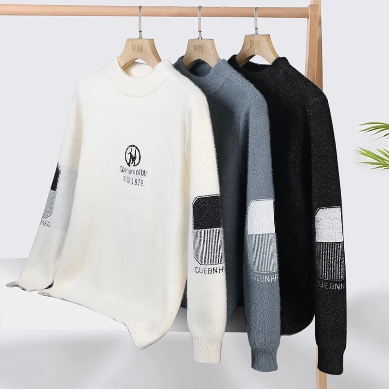 Maglione di alta qualità da uomo Casual autunno inverno maglione felpa in pile maglieria top abiti maschili girocollo pullover streetwear