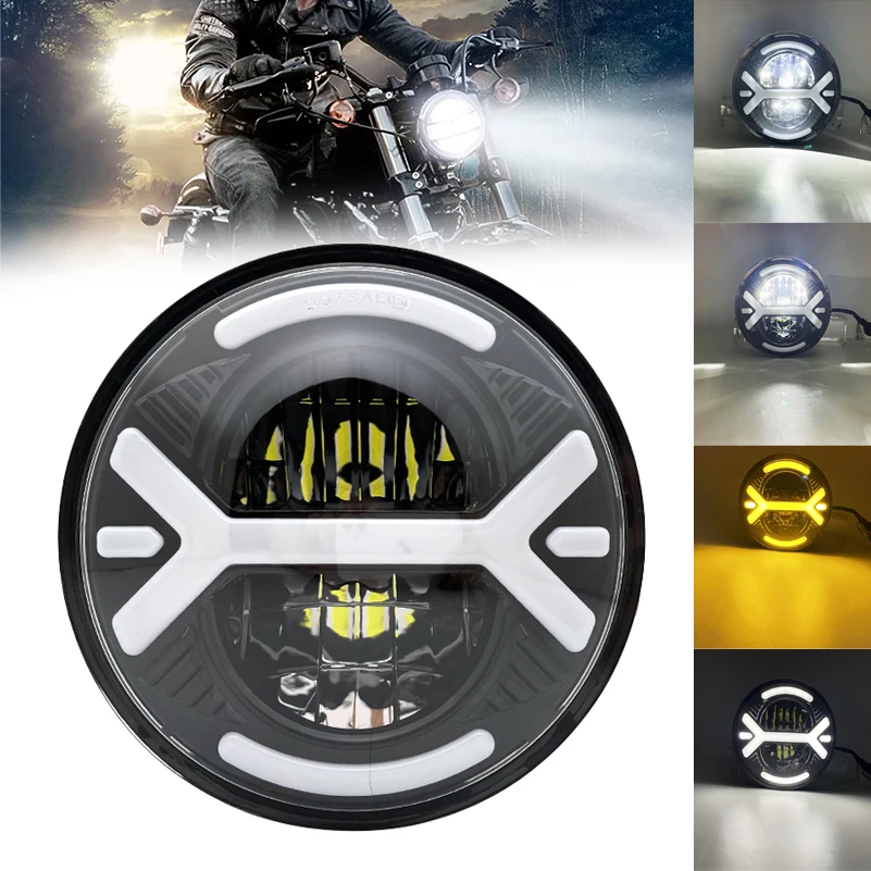 Faro LED negro de 5,75 pulgadas para motocicleta, 5, 3/4 \