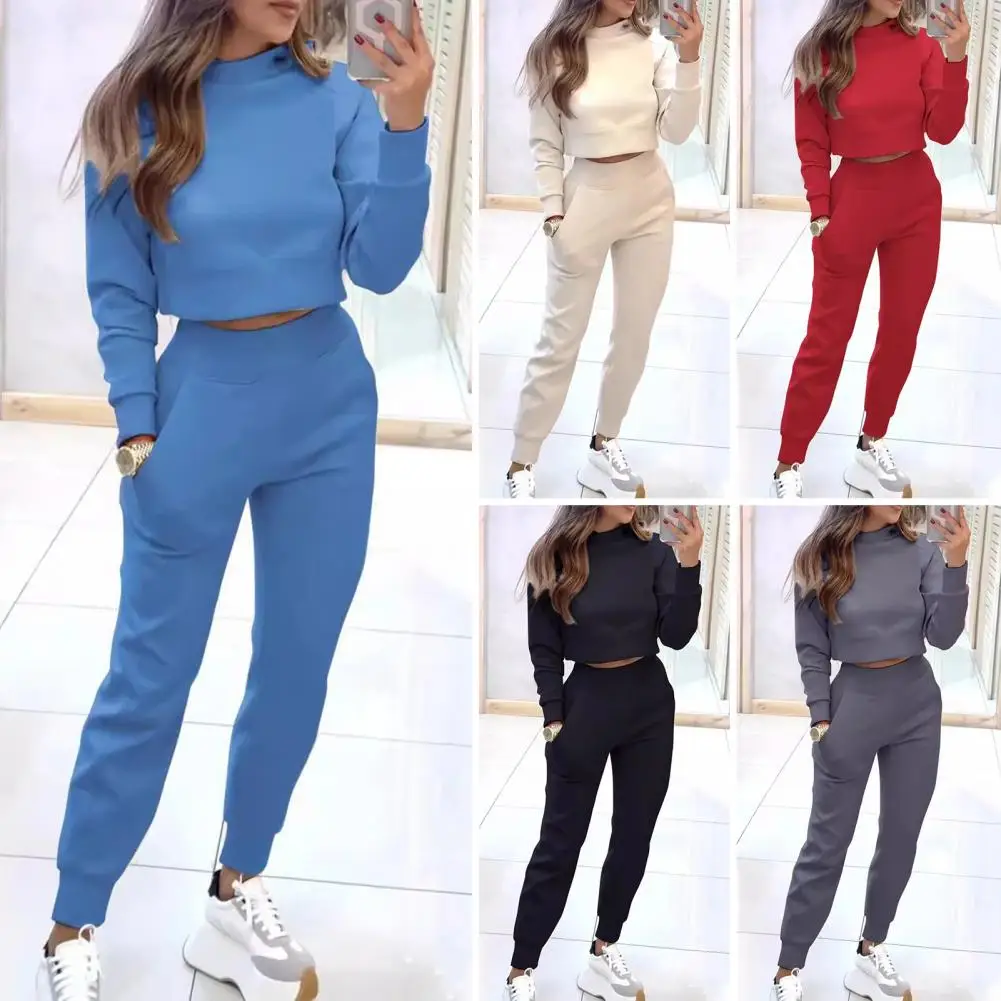

Спортивный костюм для фитнеса Женский, толстовка с высоким воротником и облегающие штаны, спортивная одежда для активного отдыха на осень