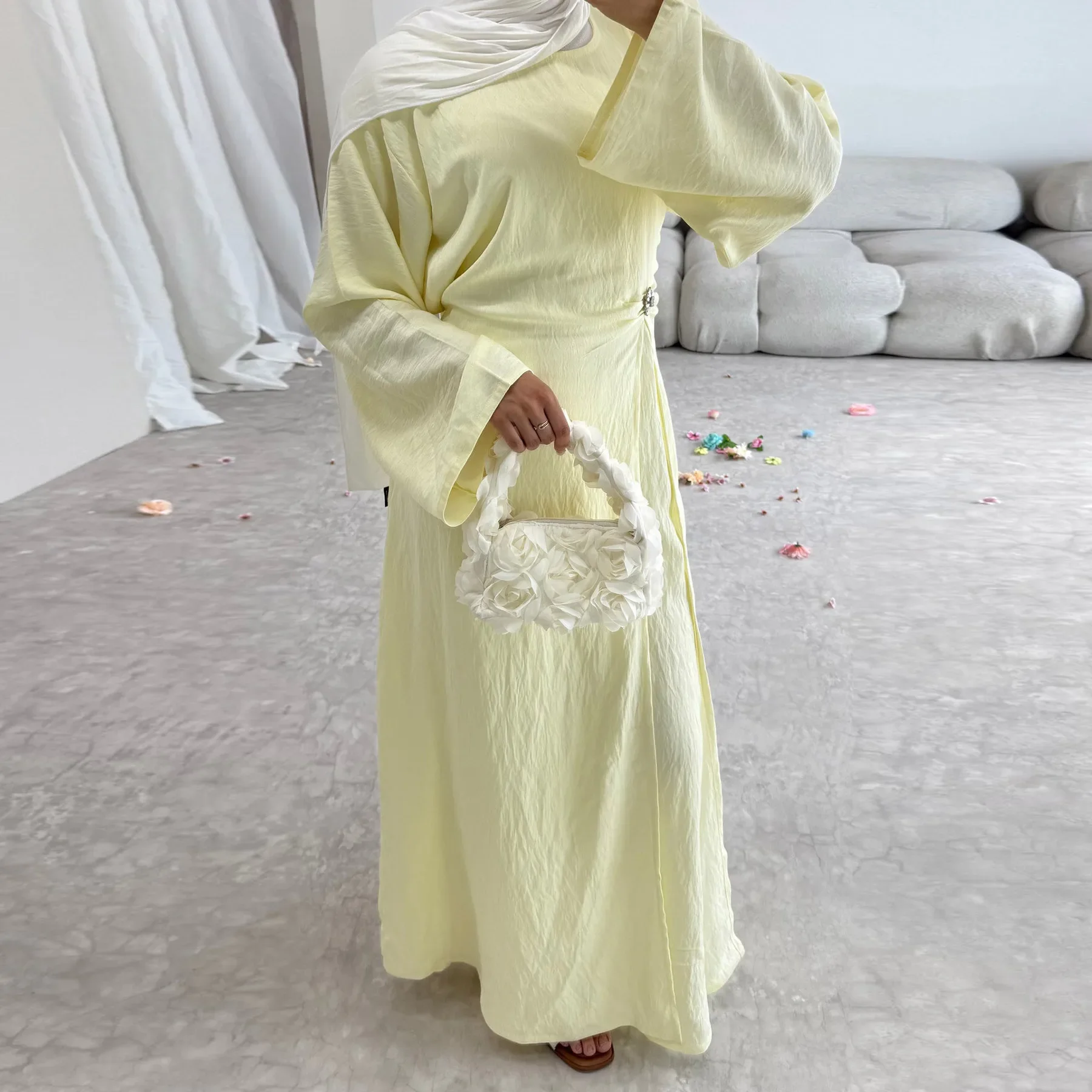 

Eid Muslim Dresses for Women Dubai Abaya Turkey Kaftan Robe Marocain Femme Musulmane Vestidos Islam Jalabiya Caftan Party Dress