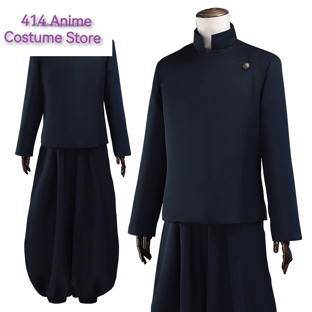 Jujutsu JJK Manga Anime Suguru Geto Satoru Gojo Cosplay Costume Wig Dark Blue Jacket Pants Uniform Rose Net Halloween