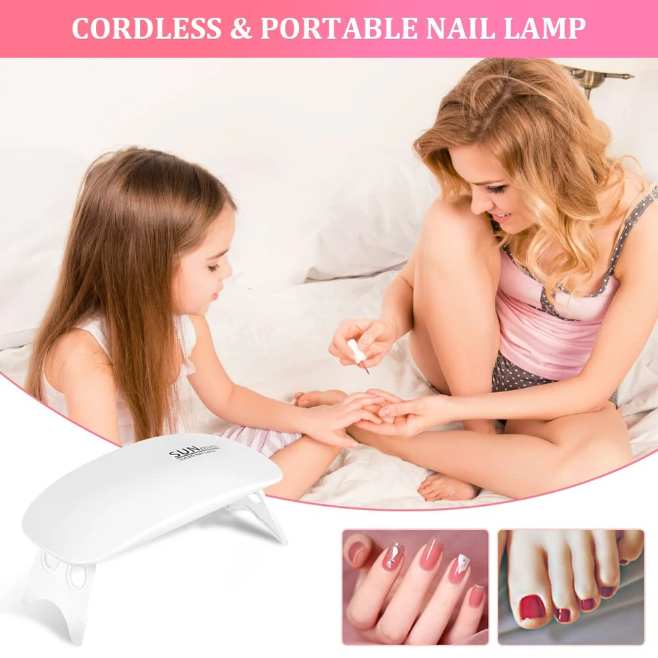 Lámpara mini mouse de 6 W UV LED para secado de esmalte de uñas, 6 LED portátil, luz para manicura en casa, máquina de fototerapia USB para gel 5