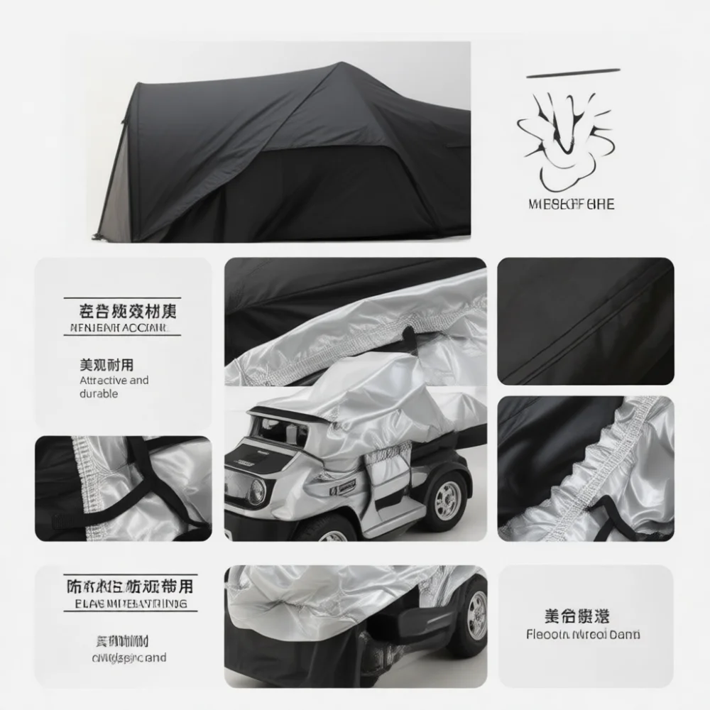 Motorcycle Cover Outdoor Waterproof Sun Shade Protector 210D Silver Coated Anti Dust Rain Proof For Electric Scooter