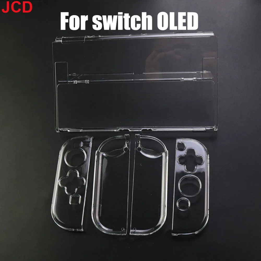 

JCD 1 Set Crystal Clear Console Shell For Switch OLED Protective Flip Case Crystal Transparent Cover Anti-fall Shockproof Guard