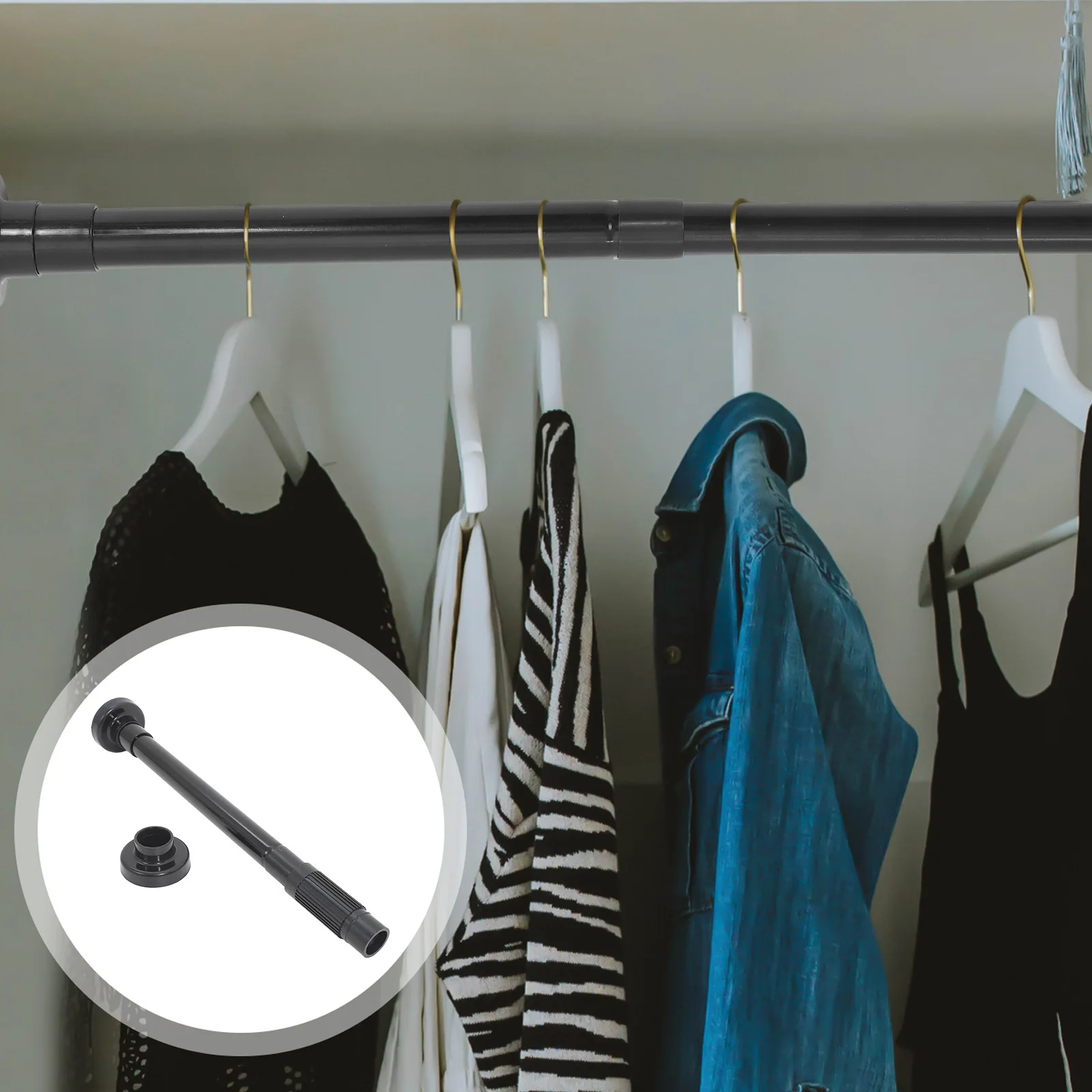 

Telescopic Stainless Steel Curtain Rod Punch-Free Adjustable Clothes Drying Pole Door Shower Multipurpose Closet Rail Tension