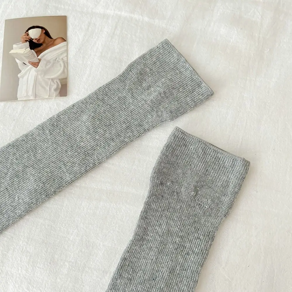 Thick Simple Long Knee High Socks Ballet Style Mid-calf Calf Socks Breathable Solid Color Stacking Socks Air-conditioned Room