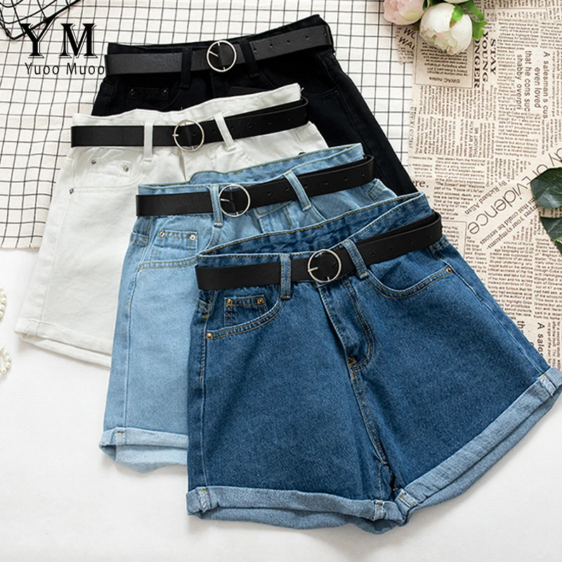 

YuooMuoo All Match Sashes Casual Women Denim Shorts Crimping High Waist Slim Summer Jeans Shorts Feminino Chic Hot Ladies Bottom