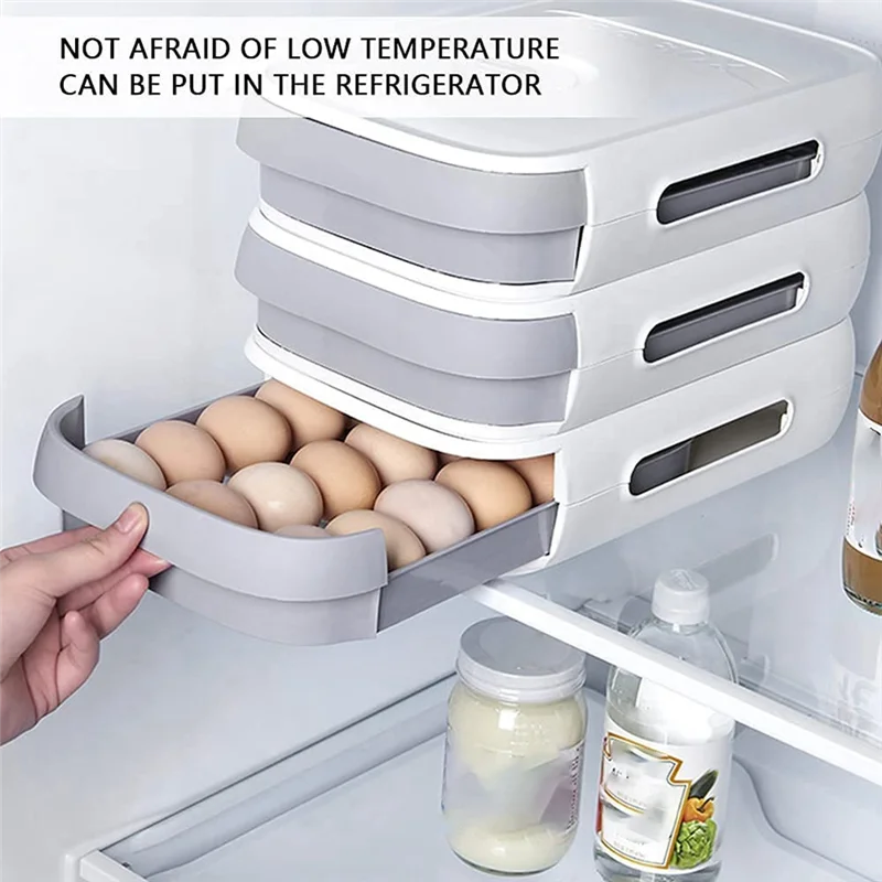 

Drawer Type Refrigerator Egg Storage Box, With Date Reminder,Stackable Plastic Egg Tray For Kitchen Storage Tool
