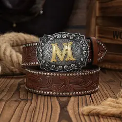 A casual, individual and retro belt, Western-style clothing accessory, metal buckle, PU belt, suitable for both men and women