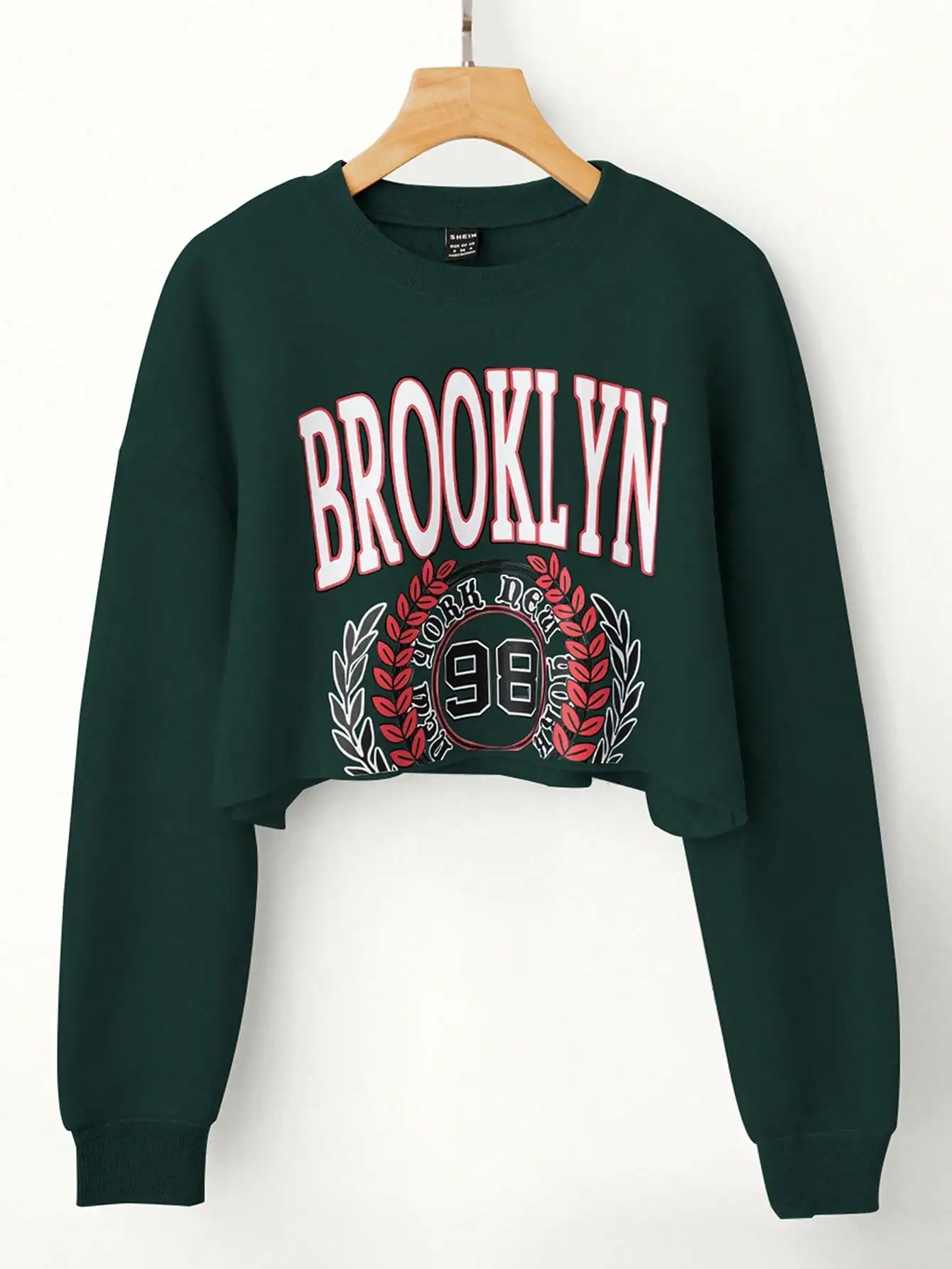 Brooklyn 98 Sudadera corta gráfica para mujer, jersey de manga larga, top informal streetwear